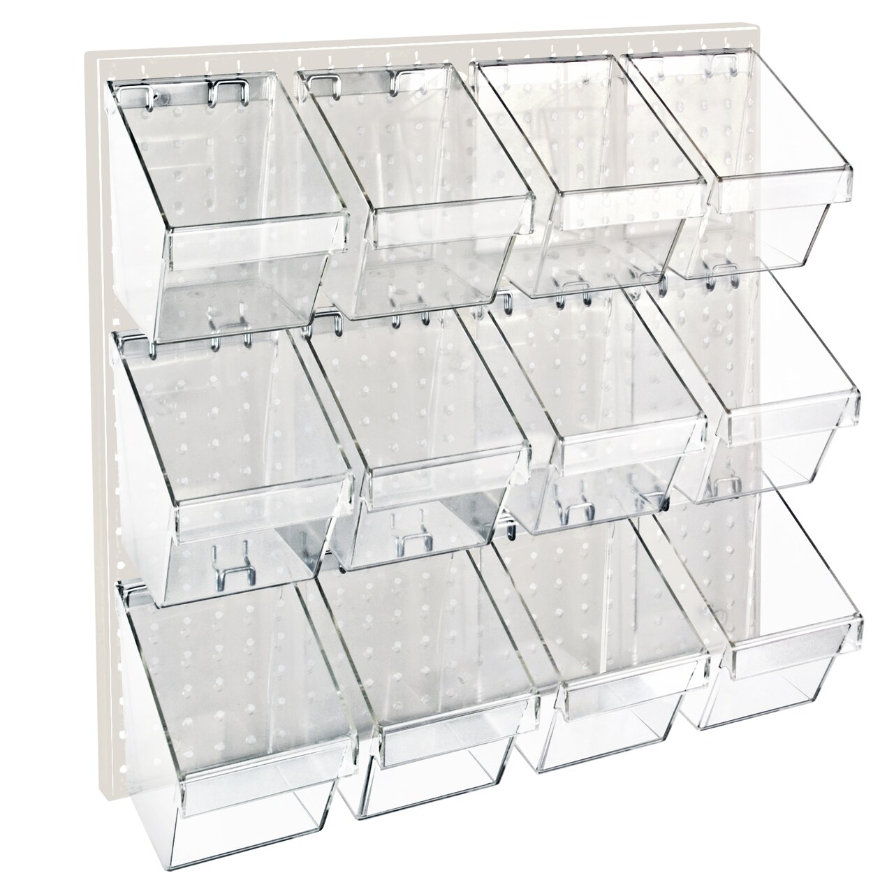 12 Small Bucket Peg Wall Accessory Organizer 24"W x 24"H Pegboard Panel